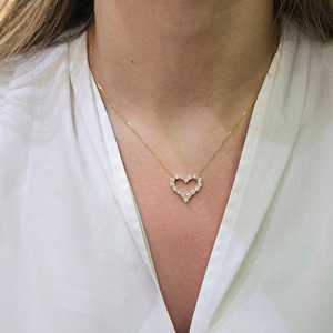 สร้อยคอจี้รูปหัวใจ ทองคำแท้ 14K 18K เพชรทรงกลมเพาะเลี้ยงในห้องปฏิบัติการ  แบบซ้อนชั้น  ความยาว 18 นิ้ว  ฝังเพชรแบบหนามเตย  เครื่องประดับสำหรับใส่ทุกวัน - Product Image 2