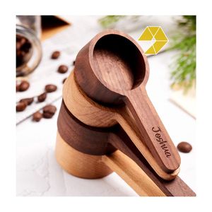 Ensemble de cuillères à café en bois avec manche personnalisé, design minimaliste durable pour la cuisine, magnifique ensemble de cuillères en bois pour servir le café - Product Image 1