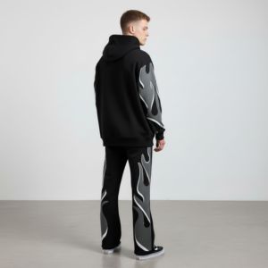Ensemble de survêtement unisexe personnalisé en molleton épais, coupe ample, pour homme, avec sweat à capuche et pantalon de jogging - Product Image 4