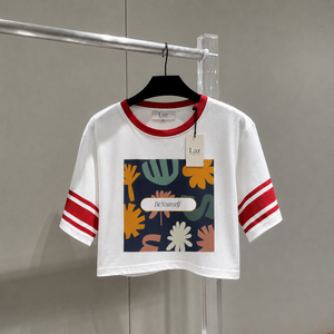 New Arrival Breathable Eco-Friendly Women Slim Fit <b>Crop</b> <b>Top</b> Summer Short Sleeve 100% Cotton Anti-Wrinkle Custom Logo <b>Top</b> - Product Image 1