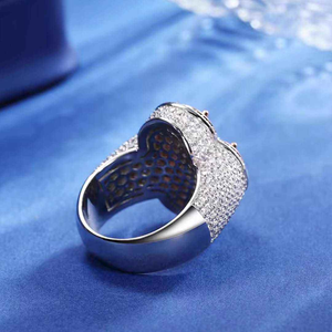 Bague Fleur Rose en Moissanite, Luxe Argent Or Rose, Bague Florale Éclatante, Bijoux Pavés Scintillants pour Femme, Cadeaux Élégants et Tendance - Product Image 1