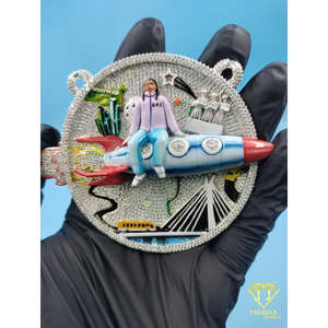 Pendentif personnalisé Iced Out Brf Rocket Man, bijoux hip-hop bling, pendentif en émail 3D avec diamants, pendentif de charme, bijoux rap - Product Image 5