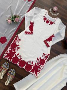 Traje Kurti de Seda para Mujer de la Mejor Calidad con Palazzo y Dupatta de Seda para Eventos Especiales o Sangeet, para Exportación - Product Image 6