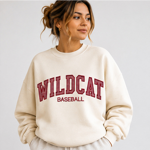Sweat-shirt à col rond surdimensionné pour femme Wildcat Baseball, design brodé avec lettres, en polaire, vêtement décontracté - Product Image 3
