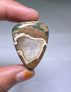 Cabochon de jaspe naturel taillé en poire, orange, vert, marron, poli, pierre précieuse en vrac pour la fabrication de bijoux - Product Image 1