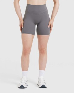 Shorts de sport taille haute gris cendré pour femme, les plus vendus, avec ceinture élastique compressive, anti-transpiration, respirants et écologiques - Product Image 1