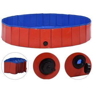 Piscina Pieghevole per Cani in PVC Rosso 63 X 11.8 Pollici, Accessorio per il Divertimento Canino - Product Image 2