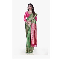 Sari en soie de qualité supérieure avec tissage jacquard, tenue ethnique pour mariage et occasions festives, séchage rapide