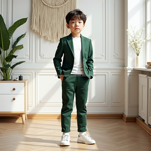 Boys Beige 2 Piece Suit Set Formal Blazer & Trousers <b>Kids</b> Wedding Party Outfit <b>Ring</b> Bearer Suit Smart Casual Children's suit - Product Image 4