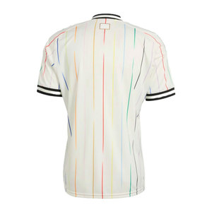 Maillot de football personnalisé pour homme, blanc rayé, col en V, manches courtes, respirant, en polyester, uniforme d'équipe - Product Image 2