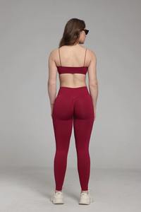 Vêtements de sport pour femmes OEM - Ensemble sexy de soutien-gorge de sport à col rond et pantalon long à taille élastique, extensible dans quatre directions, séchage rapide, pour le yoga - Product Image 2