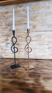 Ensemble de bougeoirs modernes en métal noir et or, support pour bougies coniques, décoration d'intérieur, design durable. - Product Image 2