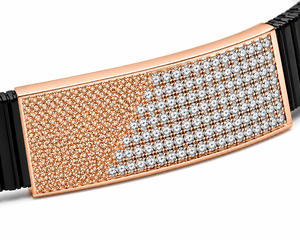 Bracelet barre en or 18 carats et céramique noire pavée de diamants pour homme – Polissage brillant, luxe contemporain, idéal pour mariage, soirée, usage quotidien, cadeau, bijou - Product Image 3