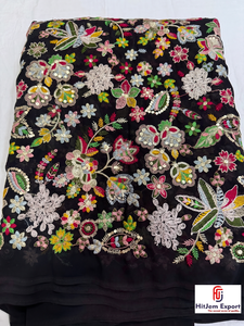 Tissu en dentelle brodée 100 % polyester de haute qualité, poids moyen, pour la confection de vêtements et l'artisanat, tissu OEM ODM - Product Image 5