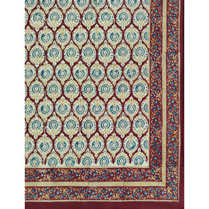 Sábana Plana de Algodón Estampada a Mano con Diseño Geométrico, Color Granate, 200 Hilos, Transpirable, para Uso Doméstico, Hotelero y de Lujo, para Cama Doble - Product Image 2