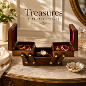 Premium <b>Indian</b> Rosewood Jewelry Box Sliding 2 Layer Organizer | Handcrafted Storage Case for <b>Rings</b> Earrings Gifts Deluxe XLX Lux - Product Image 3