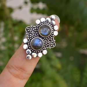 Anillo de labradorita azul fuego natural, plata de ley 925, joyería con piedra preciosa de labradorita, anillo de boda, regalo para mujer - Product Image 2