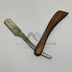 Unique Design <b>Wooden</b> Handle Barber Straight Razor Stainless Steel Blade <b>Swing</b> Lock Shaving Razor for Men Wet Shaving Smooth Hair - Product Image 6