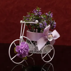 Purple Cycle Shape Flower Vase Basket With Penoies Bunches Showpiece For Home Office Living Room Wall Shelf Decoration4 "