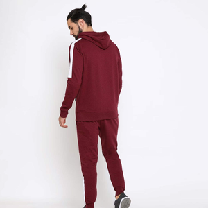 Ensemble de survêtement à capuche DENEZE SPORTS pour homme, couleur bordeaux, vintage, écologique, manches longues, uni, décontracté, respirant, 100% coton, pour l'automne - Product Image 2