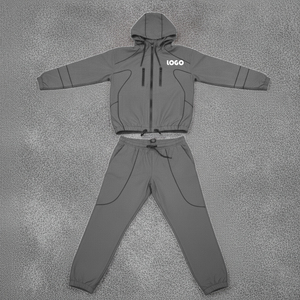 Custom Men's <b>Reflective</b> Nylon Windbreaker Tracksuit Streetwear Set With Casual Embroidered <b>Jacket</b> <b>Reflective</b> Street Style - Product Image 2