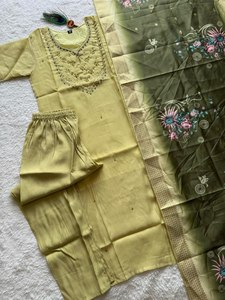 Premium Exclusive Collection Festive Ethnic Clothing & Accessories Cotton Silk Fabric <b>Kurti</b> With Pant for Girls Office Wear Suit - Product Image 6