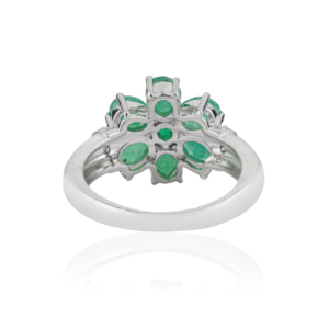 Stunning 100% Natural <b>Emerald</b> Gemstone Flower Design 925 Sterling <b>Silver</b> May Birthstone Fine <b>Ring</b> Jewelry - Product Image 6