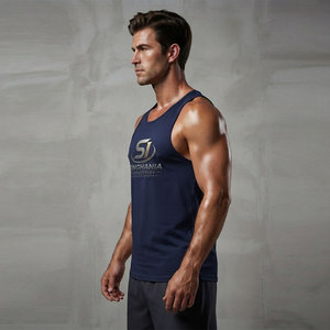 Camiseta sin mangas para hombre, elegante, de talla grande, transpirable, de secado rápido, cómoda, de punto, de poliéster/algodón, estilo urbano, lista para el gimnasio, informal - Product Image 5