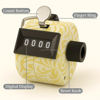 Compteur manuel numérique Blue MI CKEY PC-104 0-9999 en zinc, ABS et fer avec bouton de réinitialisation zéro, portable et léger