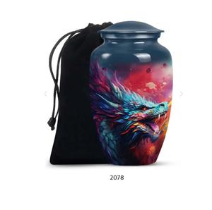 Urne funéraire Dragon de la Forêt pour adultes, homme et femme, urne commémorative pour cendres de maman et de papa, urne décorative bleue - Product Image 4