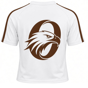 Ensemble uniforme de cheerleading imprimé blanc et marron, haut à manches courtes, jupe plissée, tenue de sport d'équipe, entraînement athlétique, performance - Product Image 5
