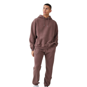 Custom Oversize Heavyweight <b>Pullover</b> Hoodie Streetwear Winter Tracksuit with Logo Manufacturer Screen Printing Tracksuit - Product Image 1