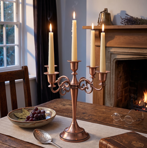 Luxury Silver Plated 3-Light <b>Candelabra</b>, Zinc Alloy Taper Candle Holder for Banquet/Party Tall Metal Candle Stand Event Rental - Product Image 4