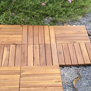 Baldosas de Madera Europeas Encajables Cuadradas de 30x30cm, Ecológicas, Impermeables y Antideslizantes para Patio, Balcón, Terraza y Jardín, Fáciles de Instalar - Product Image 2