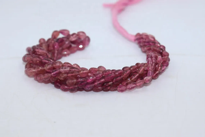 Perles de tourmaline rose foncé facettées de 5x7 mm, perçage droit, pierres précieuses naturelles, fil de 16 pouces, vente en gros pour les bijouteries indiennes - Product Image 6