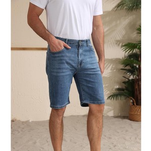 Nouveaux shorts en jean pour hommes, coupe droite, taille mi-haute, délavés clair, en coton respirant, tissés, décontractés pour l'été, OEM ODM - Product Image 4