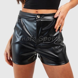 Women Lightweight Fight wear Leather Shorts for Women Gym Wear Shorts with Side Pockets <b>Drawstring</b> Breathable Shorts for Sale - Product Image 4