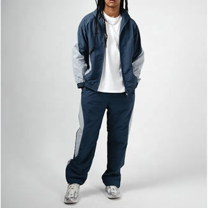 Ensemble deux pièces unisexe vintage avec fermeture éclair, respirant, coupe-vent, survêtement d'hiver grande taille avec bande réfléchissante par sublimation - Product Image 2