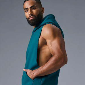 Sudaderas con Capucha sin Mangas para Hombre, Sólidas, para Gimnasio, Deportivas, Elásticas, Cómodas, de Forro Polar, para Fitness, Culturismo - Product Image 4