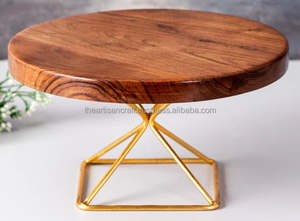 Servidor de pastel de acero inoxidable hecho a mano con base superior de madera, herramientas de pastel artesanal para bodas, cumpleaños, fiestas de aniversario - Product Image 6