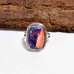 Bague vintage style huître turquoise en cuivre réglable, argent sterling 925, bijoux faits à la main, cadeau pour femme - Product Image 3