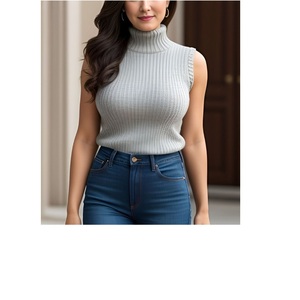 Chaleco Halter de Cuello Alto para Mujer - Top Sexy de Manga Corta de Algodón Tejido de Color Liso Ecológico 360g Directo del Proveedor de Bangladesh - Product Image 2