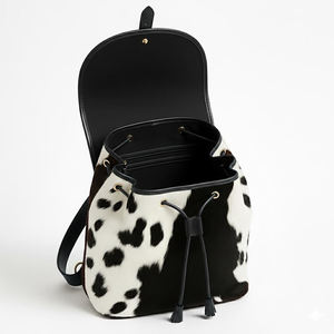 Hair On Cowhide Backpack Vintage Leather <b>Rucksack</b> Spotted Travel <b>School</b> Bag - Product Image 3