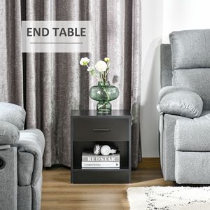 Comodino Moderno in Legno Nero con Cassetto Portaoggetti, Tavolino d'Appoggio per Soggiorno e Camera da Letto - Product Image 6