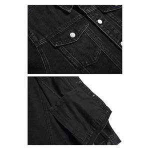 Chaqueta de Mezclilla Negra para Hombre, Estilo Casual, Cuello Camisero, Cierre de Botón, Algodón Lavado, Corte Regular, Estilo Otoñal - Product Image 4