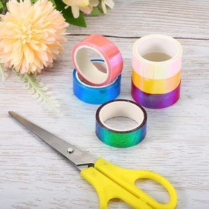 <b>Blue</b> Holographic Self-Adhesive Metallic Foil Tape for DIY Art Craft Decoration Waterproof Reflective Masking Tape <b>Roll</b> Wholesale - Product Image 4