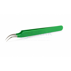 Pinzas Profesionales para Extensión de Pestañas con Punta Curva, Mango Verde, Precisión para Volumen y Aislamiento de Pestañas, Herramienta para Salón de Belleza - Product Image 2