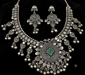 Antique Oxidized Gold Plated Trendy Bohemian Lovers Women's <b>Statement</b> <b>Necklace</b> Earrings Set Zircon for Wedding Engagement - Product Image 4