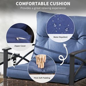 Set Bistrot da Esterno in Vimini Blu Scuro con Cuscini per Giardino - Product Image 5