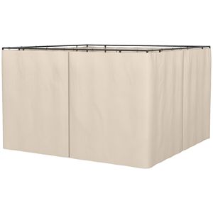 "Beige Universal 9.84FT X 9.84FT Gazebo Sidewall Set with 4 Panels 40 <b>Hooks</b>/C Rings for Pergolas Cabanas-Courtyard Application" - Product Image 1